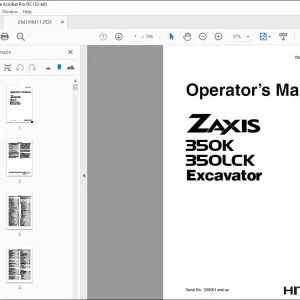 Hitachi ZAXIS 350K 350LCK Excavator Operator's Manual - PDF DOWNLOAD
