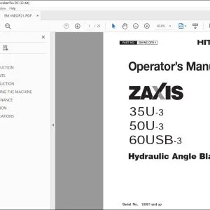Hitachi ZAXIS 35U-3 50U-3 60USB-3 Hydraulic Angle Blade Operator's Manual - PDF DOWNLOAD