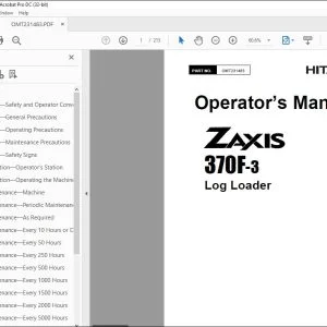Hitachi ZAXIS 370F-3 Log Loader Operator's Manual - PDF DOWNLOAD