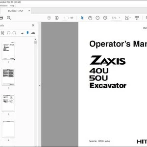 Hitachi ZAXIS 40U 50U Excavator Operator's Manual - PDF DOWNLOAD