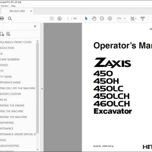 Hitachi ZAXIS 450 450H 450LC 450LCH 460LCH Excavator Operator's Manual PDF