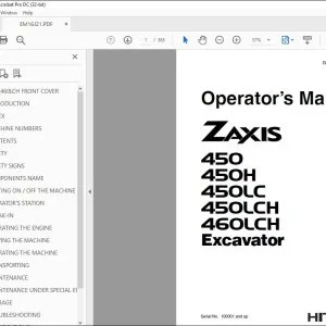 Hitachi ZAXIS 450 450H 450LC 450LCH 460LCH Excavator Operator's Manual  PDF