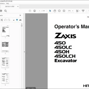 Hitachi ZAXIS 450 450LC 450H 450LCH Excavator Operator's Manual PDF