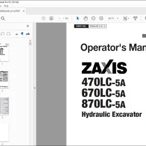 Hitachi ZAXIS 470LC-5A 670LC-5A 870LC-5A Excavator Operator's Manual PDF