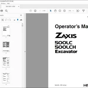 Hitachi ZAXIS 500LC 500LCH Excavator Operator's Manual - PDF DOWNLOAD