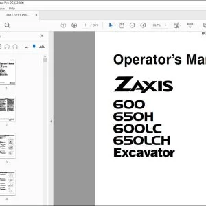 Hitachi ZAXIS 600 & 650 Series Excavator Operation Manual PDF