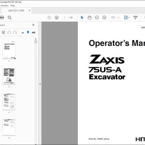 Hitachi ZAXIS 75US-A Excavator Operator's Manual - PDF DOWNLOAD