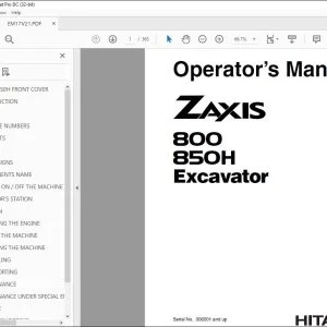 Hitachi ZAXIS 800 850H Excavator Operator's Manual - PDF DOWNLOAD