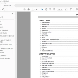 Hyundai 110D/130D/140D/160D-7E Forklift Operator's Manual 2023 PDF