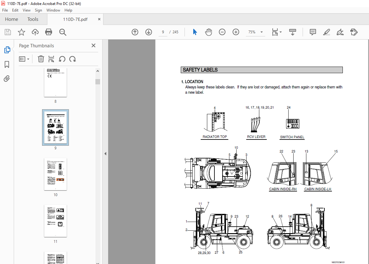 Hyundai 110D/130D/140D/160D-7E Forklift Operator's Manual 2023 PDF ...