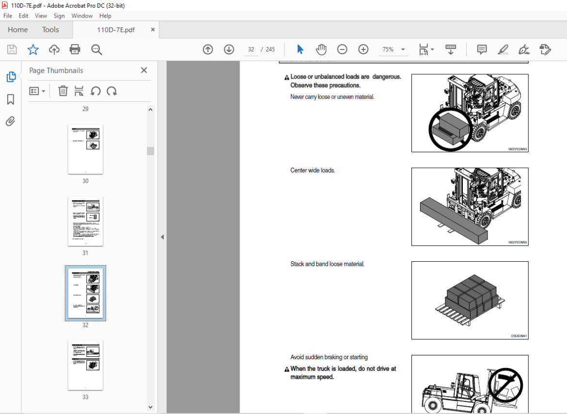 Hyundai 110D/130D/140D/160D-7E Forklift Operator's Manual 2023 PDF ...