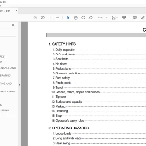 Hyundai 110DF-7 Diesel Forklift Truck Operator's Manual 2023