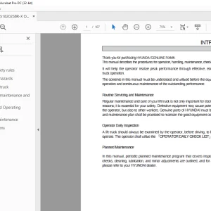 Hyundai 15/18/20/25 BR-X Forklift Operator's Manual 2023 PDF