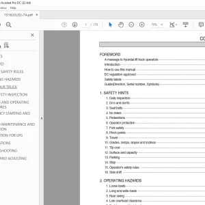 Hyundai 15/18/20L-7A 15/18/20G-7A Forklift Operator's Manual 2023 PDF