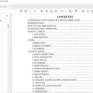 Hyundai 25DE-7U/30DE-7U/35DE-7U Forklift Operator's Manual 2023 PDF