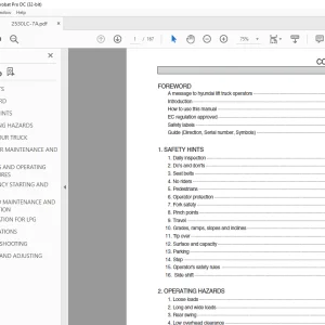 Hyundai 25LC/30LC-7A Forklift Operator's Manual 2023 PDF