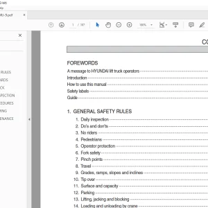 Hyundai Forklift 14/16/20/25BRJ-9 Reach Trucks Operator's Manual PDF