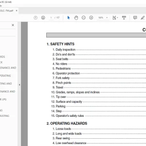 Hyundai Forklift 15/18/20LC-7M Operator's Manual 2023 PDF