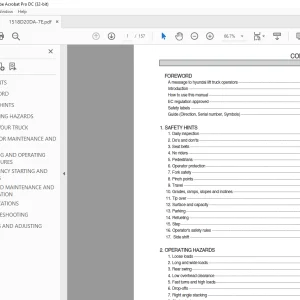Hyundai Forklift 15D/18D/20DA-7E Operator’s Manual 2023 PDF