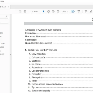 Hyundai Forklift 16/18/20B-9F Operator's Manual 2023 PDF
