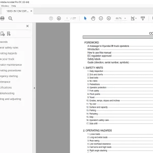 Hyundai Forklift 180D-9V Diesel Truck Operator's Manual 2023