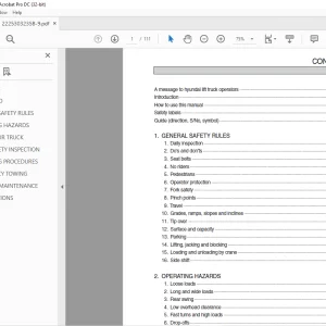 Hyundai Forklift 22/25/30/32/35B-9 Operator’s Manual 2023 PDF