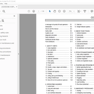 Hyundai Forklift 25/30/32/35B-X Operator's Manual 2023 PDF