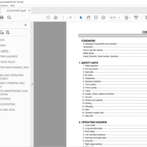 Hyundai Forklift 25/30/33D/35DA-9 IC Trucks Operator's Manual 2023 PDF