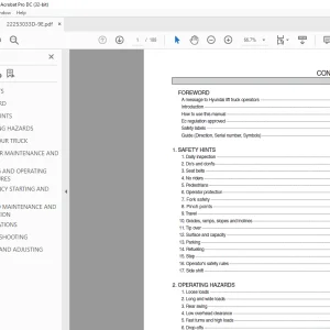 Hyundai Forklift 25/30/33D-9E IC Trucks Operator's Manual 2023 PDF