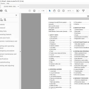 Hyundai Forklift 25/30D-9V, 35DN-9V (TIER 4-F) Operator's Manual 2023 PDF
