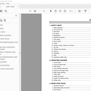 Hyundai Forklift 250D-7E Operator’s Manual 2023 PDF