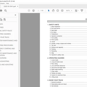 Hyundai Forklift 250D-9 IC Trucks Operator’s Manual 2023 PDF