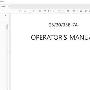 Hyundai Forklift 25/30/35B-7A Operator's Manual 2023 PDF