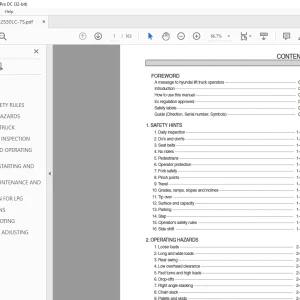Hyundai Forklift 25LC/30LC-7S Operator’s Manual 2023 PDF