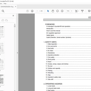 Hyundai Forklift 35/40/45D/50DA-9 IC Trucks Operator's Manual 2023 PDF