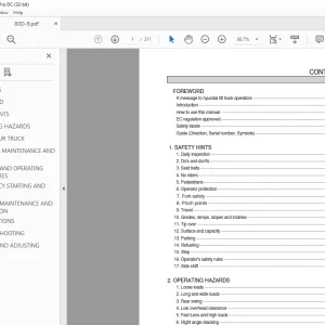 Hyundai Forklift 80D-9 IC Trucks Operator's Manual 2023 PDF