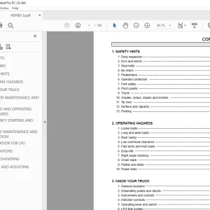 Hyundai Forklift HDF80-3 Truck Operator's Manual 2023 PDF