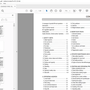 Hyundai Forklift ﻿35/40/45D-VB,50DN-9VB 40/45D-9VC,50DN-9VC Operator's Manual PDF