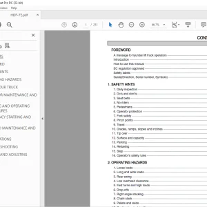 Hyundai HDF-7E Diesel Forklift Trucks Operator's Manual 2023 PDF