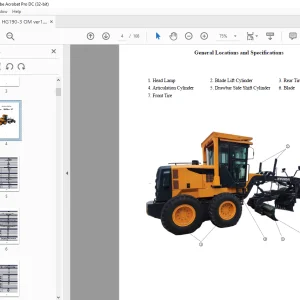Hyundai HG190-3 Motor Grader Operation & Maintenance Manual 2023 PDF