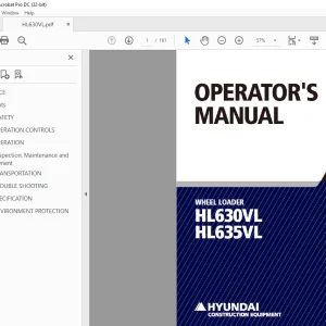 Hyundai HL630VL HL635VL Wheel Loader Operator's Manual 2023 PDF