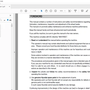 Hyundai HL730-7A Wheel Loader Operator's Manual PDF