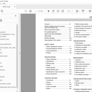 Hyundai HW210 Wheeled Excavator Operator's Manual 2023 PDF