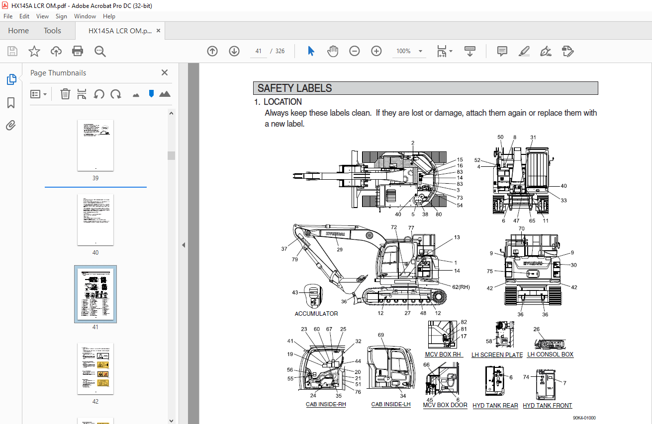 Hyundai HX145A LCR Crawler Excavator Operator's Manual 2023 PDF ...