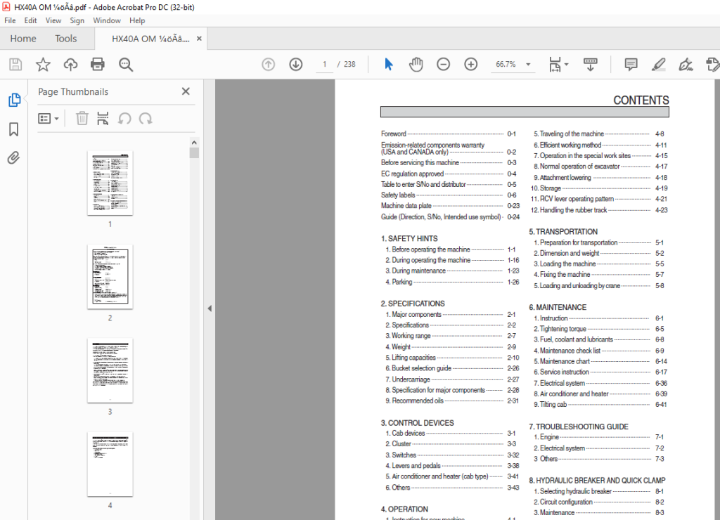 Hyundai HX40A Compact Hydraulic Excavator Operator's Manual 2023 PDF ...