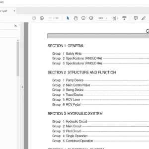 Hyundai R160LC-9A R180LC-9A Crawler Excavator Service Manual 2023 PDF