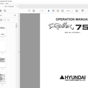 Hyundai R75-7 Midi Excavator Operator's Manual - PDF DOWNLOAD