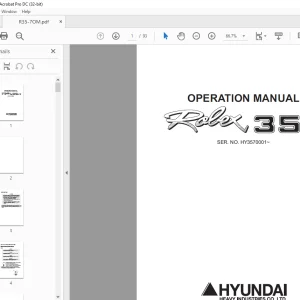 Hyundai Rolex R75-7 Mini Excavator Operator's Manual - PDF DOWNLOAD