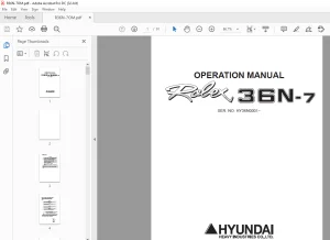 Hyundai Rolex 36n-7 Operator's Manual SN HY36N0001 - PDF DOWNLOAD