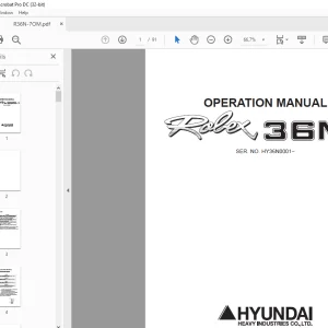 Hyundai Rolex 36n-7 Operator's Manual SN HY36N0001 - PDF DOWNLOAD